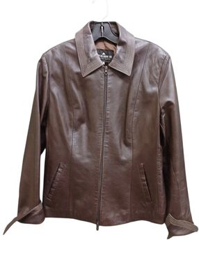 Mitici Anni 60 Vintage Brown Leather Zip-Front Jacket Made In Italy Size Large